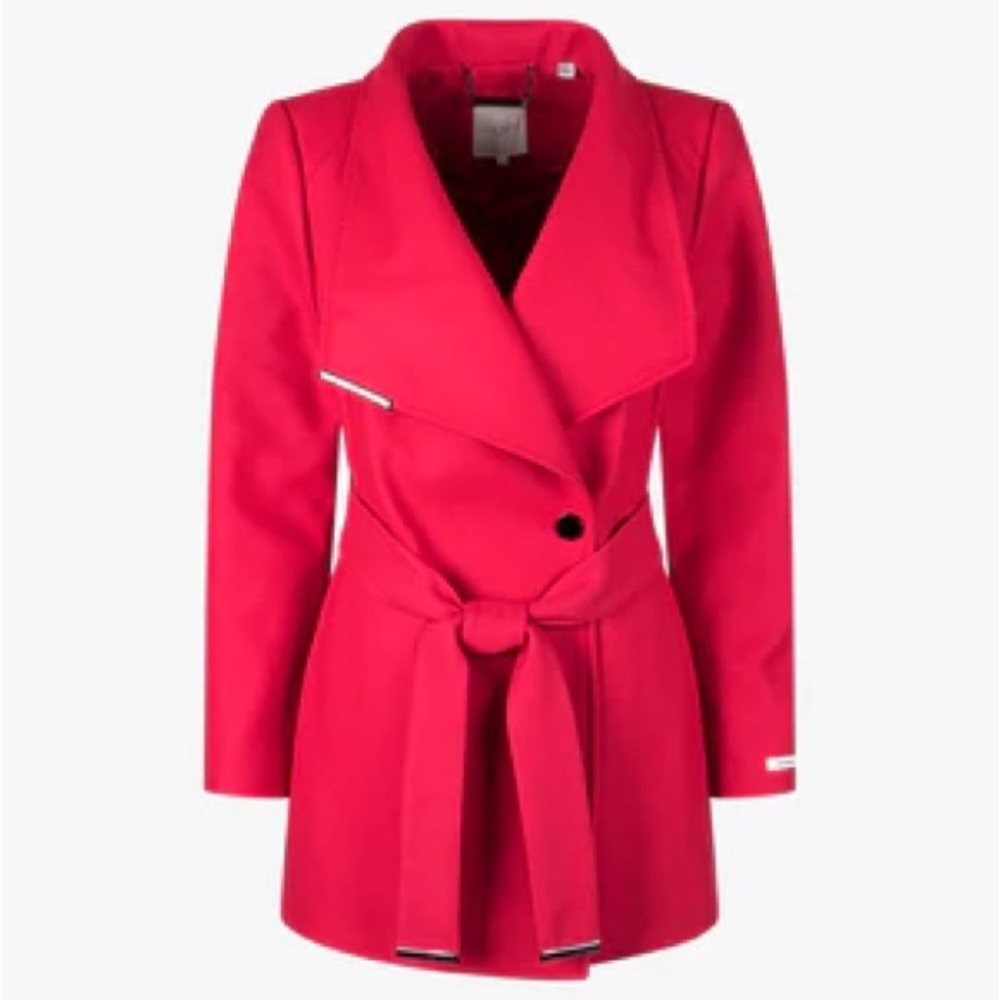 Elegant Red Ted Baker Cashmere Wool Coat